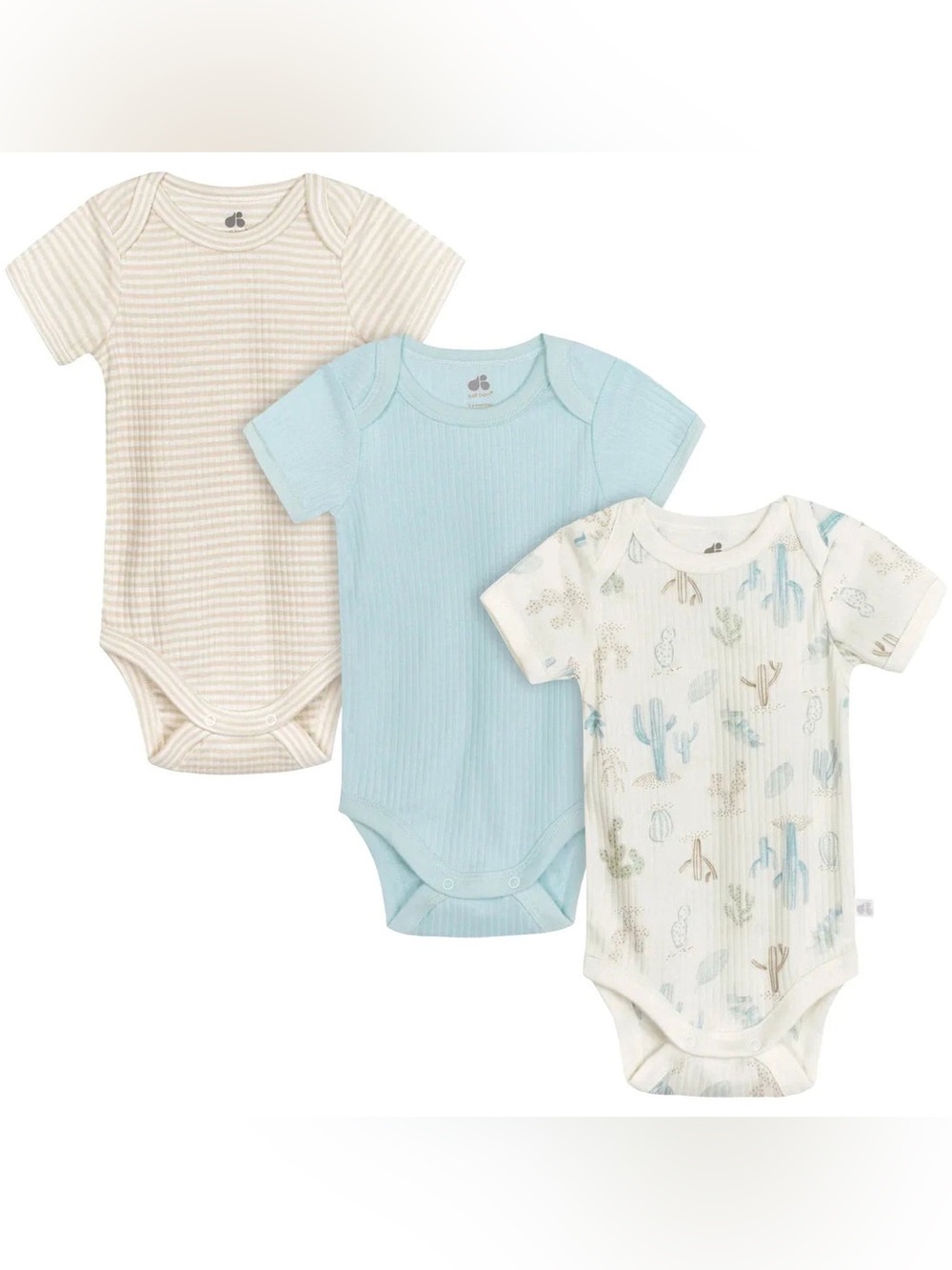 Just Born Organic Cotton Desert Cactus Bodysuit Bundle of 3